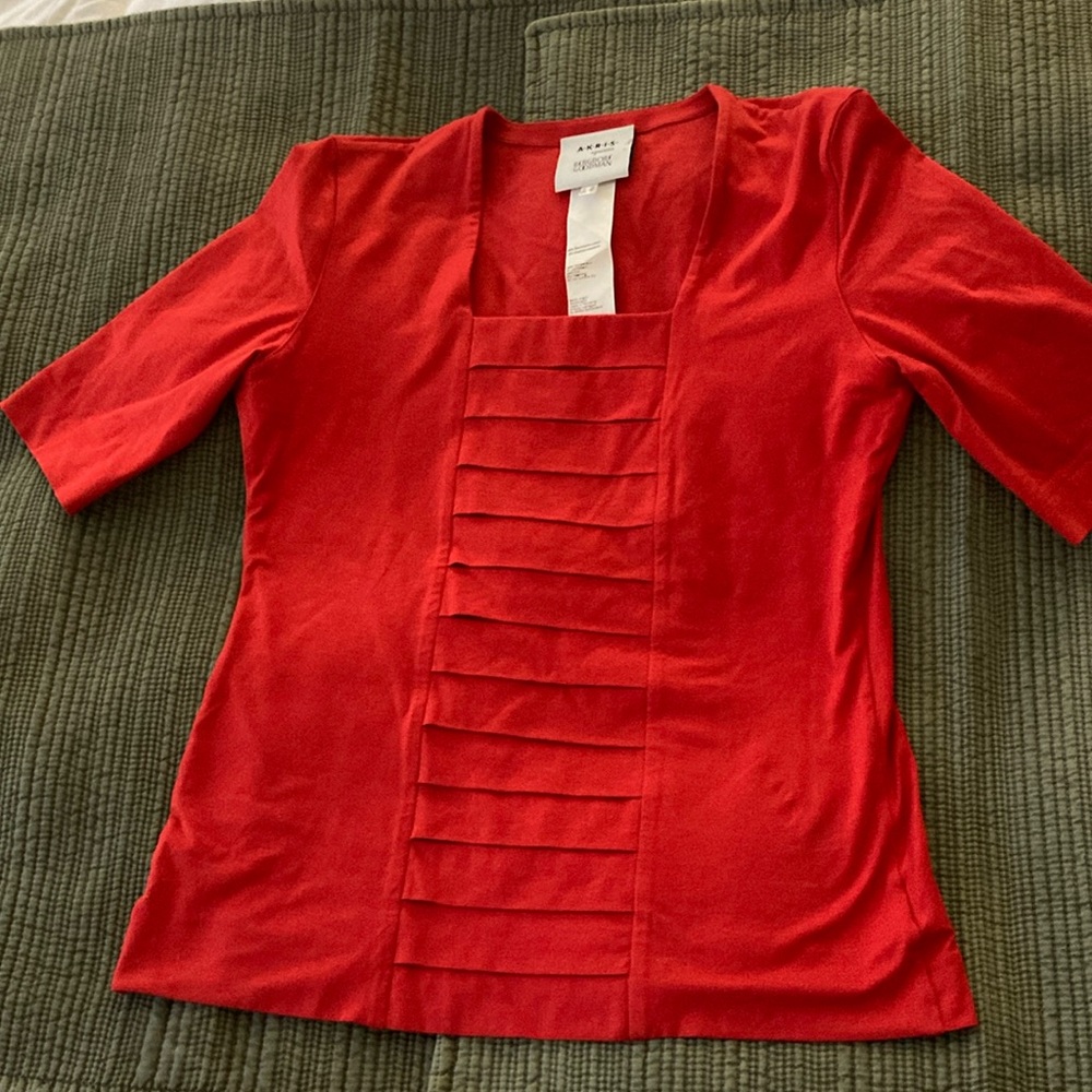 Akris Punto Square neck pleated front top W8
